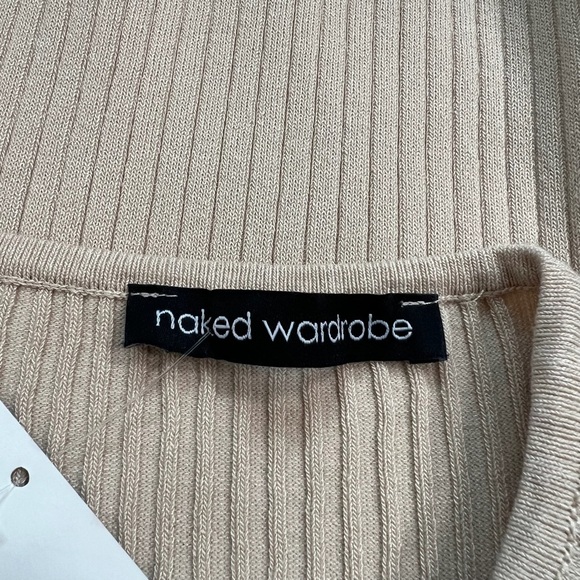 NWT Naked Wardrobe Ribbed Tan Knit Tank Midi Dress - Picture 2 of 7